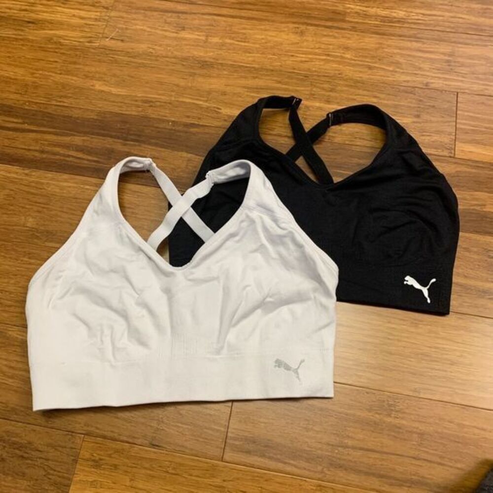 Puma Sports Bra Set Athletic Workout Yoga Fitness Cross Back Medium Support US M